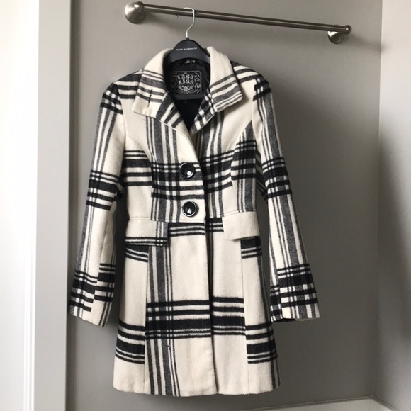 Striped Black and Cream Peacoat - Picture 1 of 6